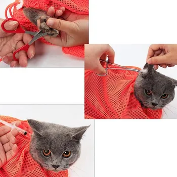 Cat Grooming Pletivo Vaku Vaňa Taška Mačka Dodávky Umývanie Tašky Pre Pet Kúpanie Na Nechty, Orezávanie Injekčné Proti Poškriabaniu Skus Zdržanlivosť Taška