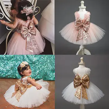 0-10Y Bridesmaid, Formálne Oblečenie Šaty Deti Baby Girl Flitrami Boknot Roztomilý Šaty plesové Šaty, Vianočný Večierok Deti Dieťa Dievčatá