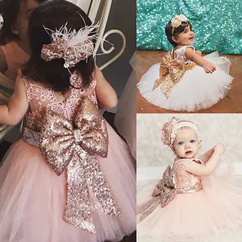0-10Y Bridesmaid, Formálne Oblečenie Šaty Deti Baby Girl Flitrami Boknot Roztomilý Šaty plesové Šaty, Vianočný Večierok Deti Dieťa Dievčatá