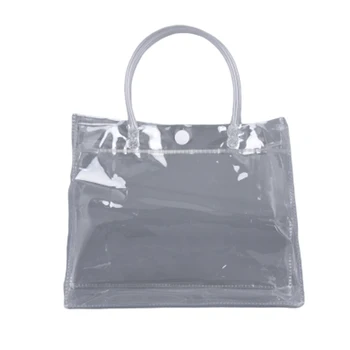 1 Kus Jasné Tote Bag PVC Transparentné Nákupní Taška Rameno, Kabelka Štadión Schválené k Životnému Skladovanie Tašky 16333