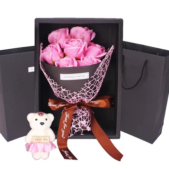 1 Kyticu Umelých Mydlo Ruže Kvet Medveď Deň Matiek Narodeniny Svadobný Dar