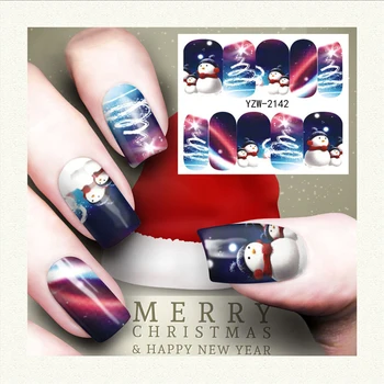 1 List Módne Nechtov Nášivka Japonský Vodoznak Full Patch Zime Vianoce Multi-farebné Spektrum DIY Fólie Odtlačkový Nail Art Nálepky