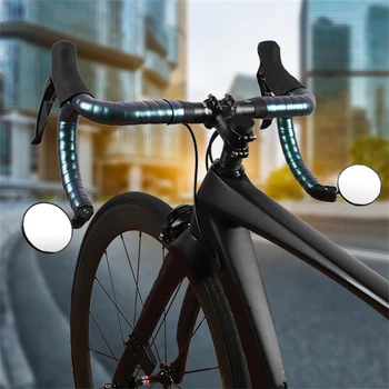 1 Nastavte Skladací Bicykel Spätné Zrkadlo 360-Stupňový Nastaviteľný Uhol Riadidlá Bike Zrkadlo HD Sklo Objektívu Bezpečné Zrkadlo Bicykel (Black)