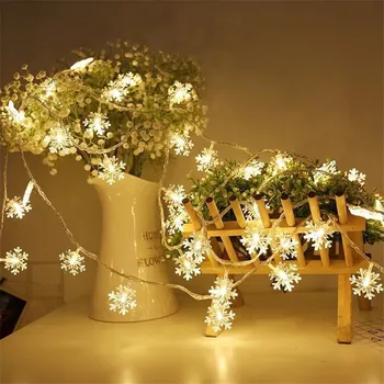 10/20 LED Víla String Snowflake Svetlo Lampy na batériový Svadobné, Vianočné Party, Outdoor Indoor Dekor XH8Z