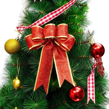 10 Ks Lesk Vianočný Stromček Luk Páse s nástrojmi Luky, Dlhá 10 Cm a Široké 8 Cm Vianočný Stromček Visí Ozdoby na Dovolenku Chr