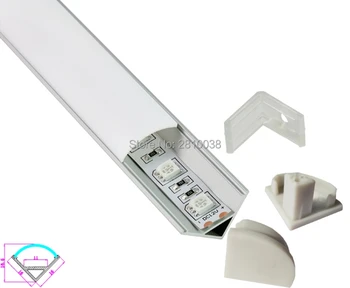 10 Súprav/Veľa 60-Stupňový Uhol Eloxovaný strieborný LED hliníkový profil AL6063 V-tvar LED lisovania profil pre Skriňu osvetlenie