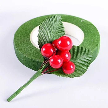 100 KS Vianočné Dekorácie, Doplnky Simulácia Malé Červené Ovocia Bublina Cherry Berry DIY Vianočný Strom Dekorácie