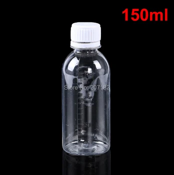 100KS 150ml Priehľadných Plastových PET Fliaš S mierkou, Prázdne Fľaše, Malé Fľaše, priezračná Tekutina Fliaš-- Skrutky Bezpečnosti Spp