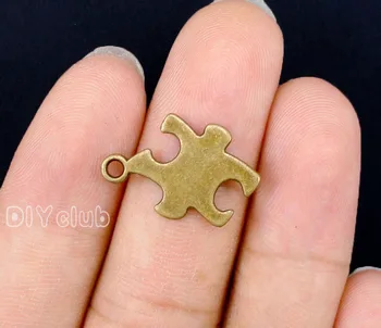 100ks - Antique Bronze Puzzle Kus Prívesok Charms 18x15mm