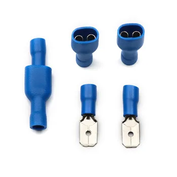 100ks Modrých FDFD2-250 MDD2-250 Modrá Žena + Muž Rýľ Izolované Elektrické Krimpovacie Terminálu Konektorov Zapojenie Kábla Zapojte