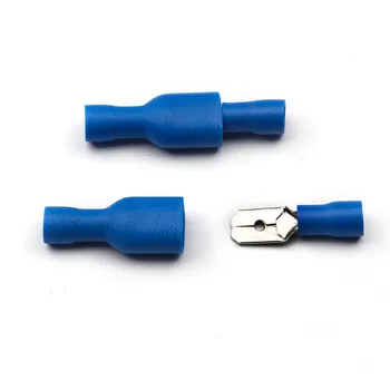 100ks Modrých FDFD2-250 MDD2-250 Modrá Žena + Muž Rýľ Izolované Elektrické Krimpovacie Terminálu Konektorov Zapojenie Kábla Zapojte