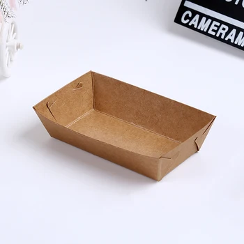 100ks/veľa-10*5*3 cm Jednorazové Biele Kraft Loď Box Na Čip Potravín Zásobníka pergamenu Box Vyprážané jedlá Úložný Box