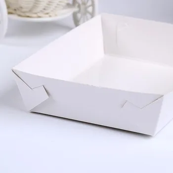 100ks/veľa-10*5*3 cm Jednorazové Biele Kraft Loď Box Na Čip Potravín Zásobníka pergamenu Box Vyprážané jedlá Úložný Box