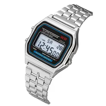 100ks / veľa Zahraničného obchodu populárne LED elektronické hodinky WR f91w oceľový pás a159 yuansufeng Kakashi hodinky multifunkčné hodinky
