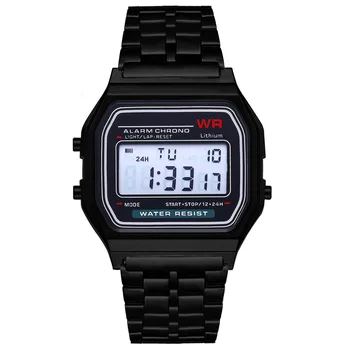 100ks / veľa Zahraničného obchodu populárne LED elektronické hodinky WR f91w oceľový pás a159 yuansufeng Kakashi hodinky multifunkčné hodinky