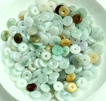 100ks Čínske Prírodné platovej Triede Farba Jade (Jadeit) Perličiek Šťastie Kruhu Voľné Perličiek