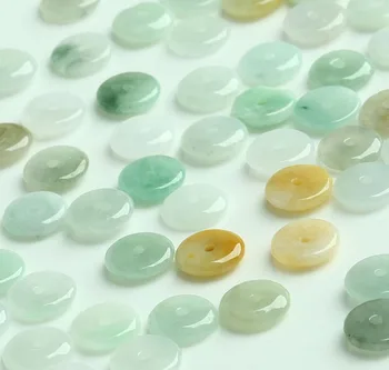 100ks Čínske Prírodné platovej Triede Farba Jade (Jadeit) Perličiek Šťastie Kruhu Voľné Perličiek