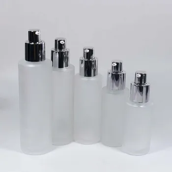 100ml jasné, matné sklenené fľaše prázdne lotion fľaše, nádoby, sklo s hliníkovým strieborné veko