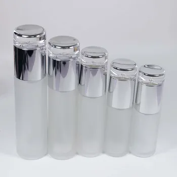 100ml jasné, matné sklenené fľaše prázdne lotion fľaše, nádoby, sklo s hliníkovým strieborné veko