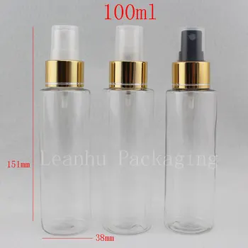 100ml X 50 jasné, zlato, hliník make-up nastavenie sprej čerpadla parfum fľaše na kozmetické obaly ,plastové sprej fľaše s čerpadlom