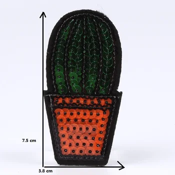 10pcs Sequined kaktus Patch Výšivky Žehlička Na Rastliny Nálepky na Taška Topánky Džínsy Batoh Odevy, Oblečenie DIY Appliques