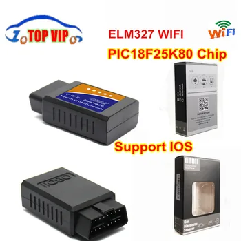 10pcs/veľa DHL Reálne PIC18F25K80 ELM327 WIFI V1.5 ELM 327 Pre Android krútiaci Moment/PC pre Všetky OBD2 Protokol podporu 13 Jazykoch