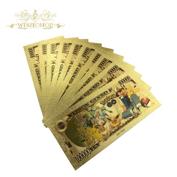 10pcs/Veľa Pekné Japonskom Anime Bankoviek v 24k Zlatom Zlaté Peniaze Na Zbierku