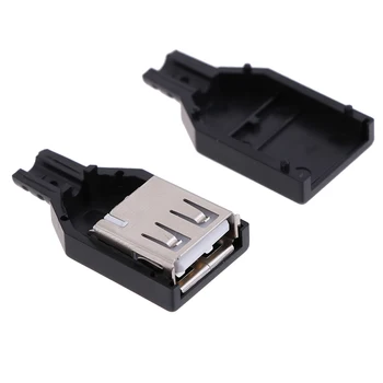 10Pcs Ženské 4-Pin Typ Konektor USB Adaptér DIY S Plastovým Krytom USB Konektor 10604