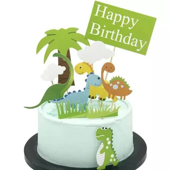11 Ks Roztomilý Dinosaurus Tortu Vňaťou Coconut Tree Narodeninovú Tortu Dekorácie Zelená Tráva Deti Strana Navrhne Tortu Príslušenstvo