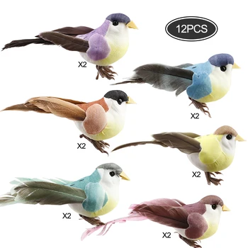 12 Ks Umelých Sparrow Vtákov, Perie Vtákov, Vianočné, Svadobné, Umelé Vtákov Strom Plavidlá Ozdoby Pena Nové Dropshipping D1