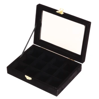 12 Mriežky Prstene, Manžetové Náušnice Šperky Box Prípade Displej Skladovanie Šperky Organizátor