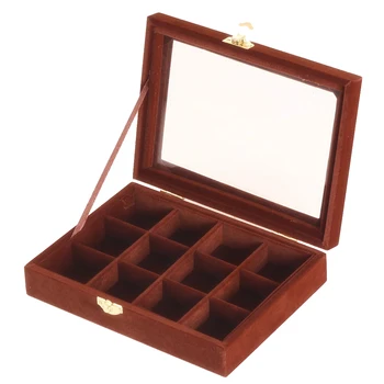 12 Mriežky Prstene, Manžetové Náušnice Šperky Box Prípade Displej Skladovanie Šperky Organizátor