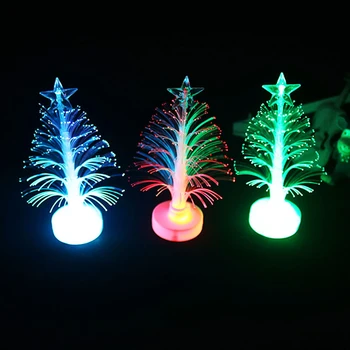12cm Ploche Vianočný Strom Ornament Farebné Optický Vianočný Strom LED Nočné Svetlo Mini Vianočné Dekorácie pre Domov 17832