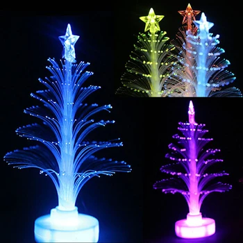 12cm Ploche Vianočný Strom Ornament Farebné Optický Vianočný Strom LED Nočné Svetlo Mini Vianočné Dekorácie pre Domov