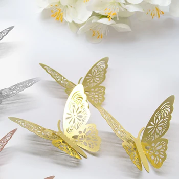 12Pcs 3D Butterfly Samolepky na Stenu Umenie Obtlačky Domov Miestnosti, Chladnička Dekor Nálepky