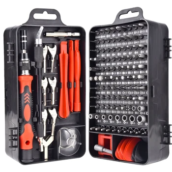 135 In1 Skrutkovač, Magnetický Nástroje, Držiaky na Mobil, Tablet, Počítač Okuliare Opravy DIY Tool Kit (Black Red)