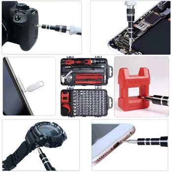 135 In1 Skrutkovač, Magnetický Nástroje, Držiaky na Mobil, Tablet, Počítač Okuliare Opravy DIY Tool Kit (Black Red)