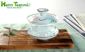 135ml keramické sklo kanvica gaiwan handpainted porcelánu+sklo gai wan čaj hrniec čínskej kung-fu čaj nastaviť drinkware 5275