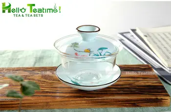 135ml keramické sklo kanvica gaiwan handpainted porcelánu+sklo gai wan čaj hrniec čínskej kung-fu čaj nastaviť drinkware