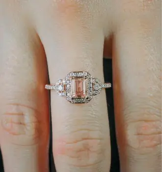14K Rose Gold Diamond Ring pre Ženy Peridot Anillos De Bizuteria Drahokam Šperky bijoux femme anel bague femme argent drahokam