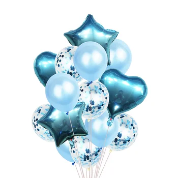 14pcs Transparentné Star srdce Latexové Balóny Happy Birthday Rose Gold Hélium Balón Svadobné Party Dekor Dodávky Útulná