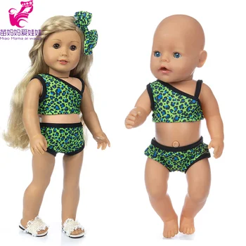 17 palcové baby doll modrá plávať oblečenie s hlavou kvet 18-palcové americký og dievča bábiku bikini set plávanie nosí