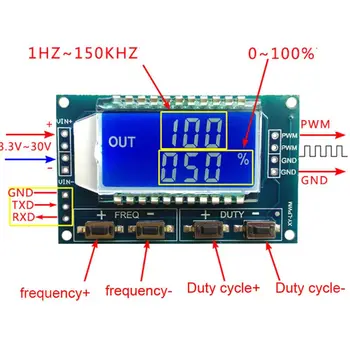 1Hz-150Khz Generátora Signálu Modul Nastaviteľné Pulzná Frekvencia PWM Generátor