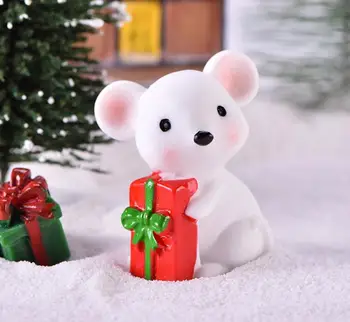 1pc 2020 nový rok Maskot Cartoon zvieratá Vianočný darček myš Model Micro krajiny dekor obrázok hračky Vianočný darček