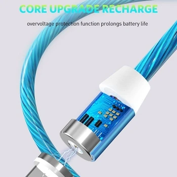 1PC netic Nabíjanie Mobilného Telefónu Kábel Typu C Svetelný Tok Osvetlenie Údaje Drôt pre Samsung Huawei LED Kábel 22910