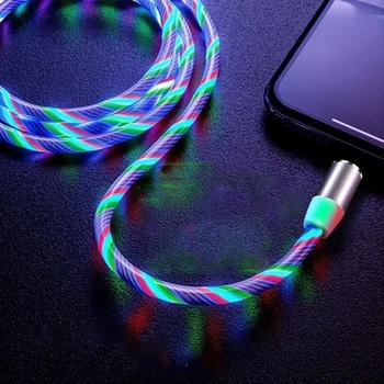 1PC netic Nabíjanie Mobilného Telefónu Kábel Typu C Svetelný Tok Osvetlenie Údaje Drôt pre Samsung Huawei LED Kábel