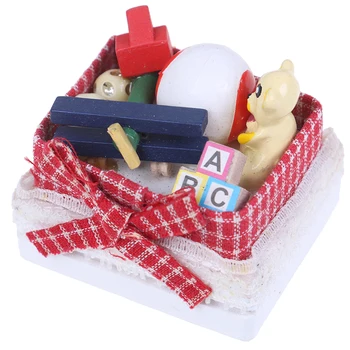 1Pc Nové DIY 1:12 domček pre bábiky Miniatúrne Medveď Toy Box Model Hračky Pre Doll House Decoration Tabuľka Nábytok, Hračky Sady 13630