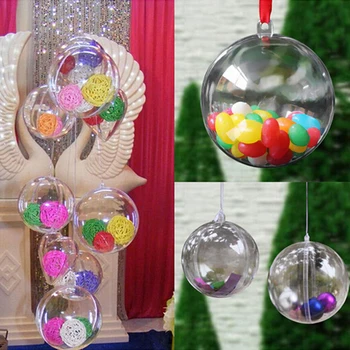 1pc Romantický Dizajn Vianočné Ozdoby Lopta Priehľadný, Môžete Otvoriť Plastové Vianočné Jasné Čačky Ornament Darček Prítomný