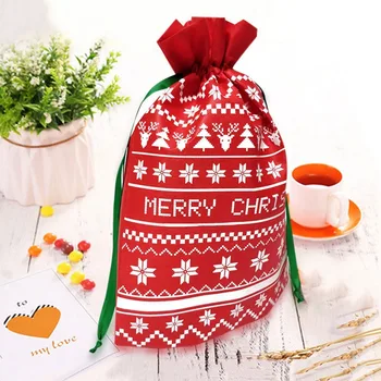 1PC Roztomilý Tvar šťastné a Veselé Vianoce, Darček Taška Šnúrkou Krásne Prenosné úložiská Candy Bag Balenie Non-tkané Tašky 35105