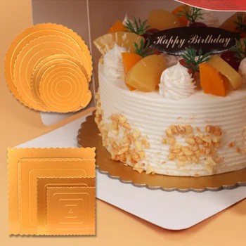 1PC Vysokej Kvality Námestie Kolo Cake Decoration Zlaté Tortu Pad 4/6/8/10 Palcov Kuchyňa Festival Dodávky